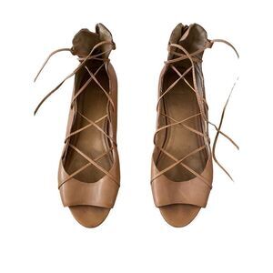 SEY Collection 8.5B Lace Up Flats Leather Strappy Boho Sandals Summer Beach Coas